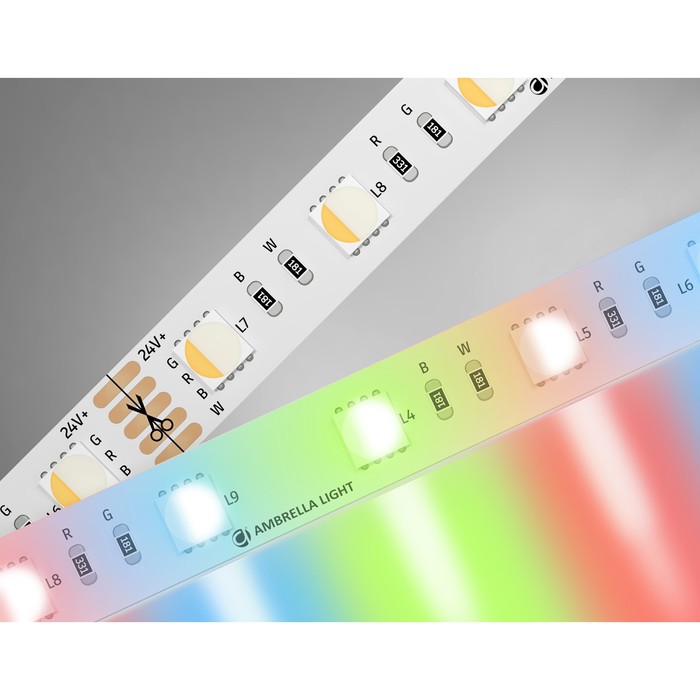 

Светодиодная лента Ambrella GS4401, 5 м, IP20, 5050, 60 LED/м, 10 Вт/м, 24V, RGB с тёплым белым светом