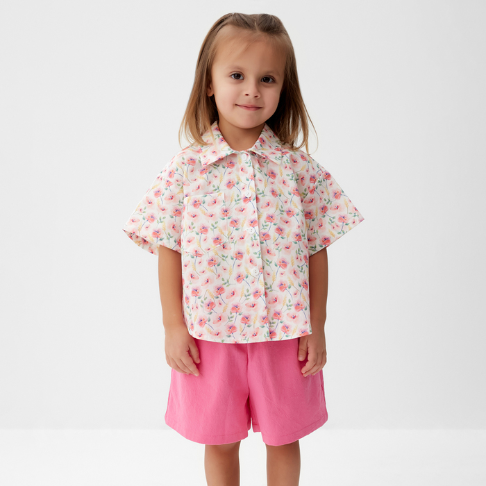 Костюм для девочки (рубашка и шорты) KAFTAN, р.32 (110-116), розовый