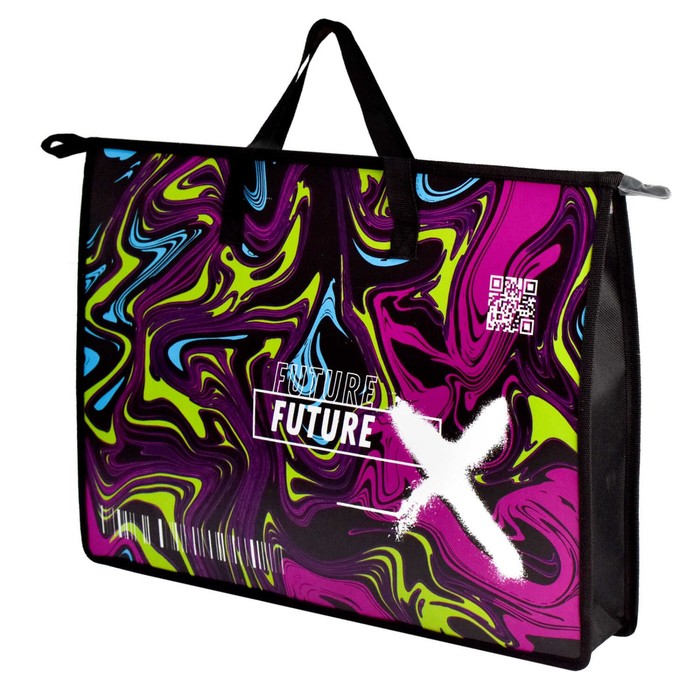 Папка для чертежей и рисунков А3 450 х 330 х 90 мм с ручками пластиковая молния сверху Феникс Кислотный стиль 508₽