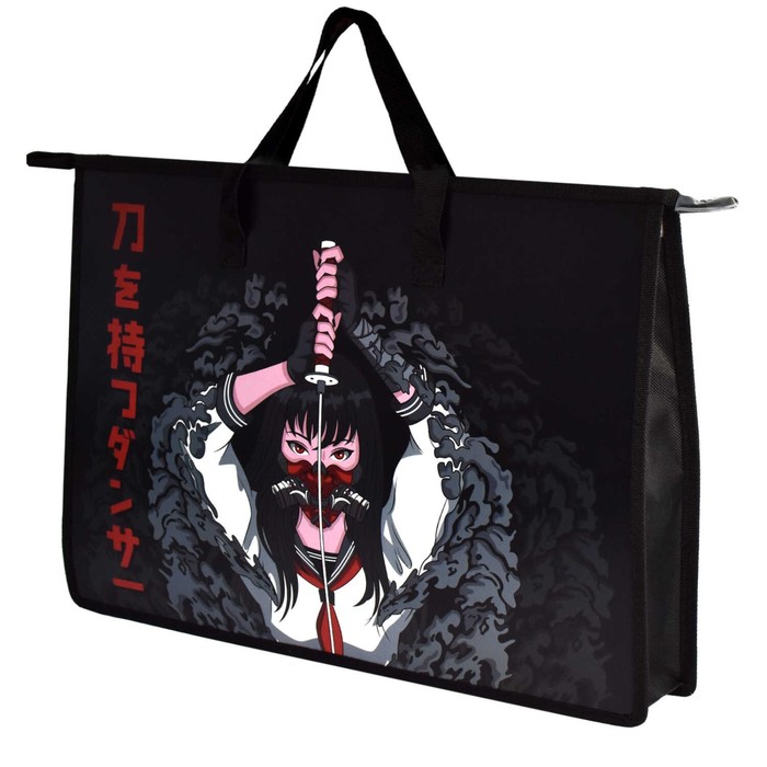 Папка для чертежей и рисунков А3 450 х 330 х 90 мм с ручками пластиковая молния сверху Феникс Танец с катаной 508₽