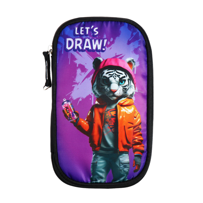 Пенал-футляр мягкий 125 х 210 х 25 мм текстильный Феникс Белый тигр 553₽