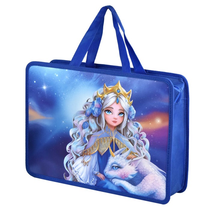 Папка с ручками А4 340 х 250 х 95 мм пластиковая ручки-тесьма Феникс Принцесса с драконом 312₽