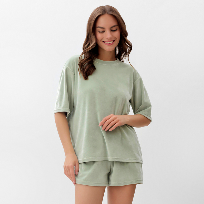 

Костюм женский (футболка и шорты) KAFTAN Plushy р. 52-54, зеленый