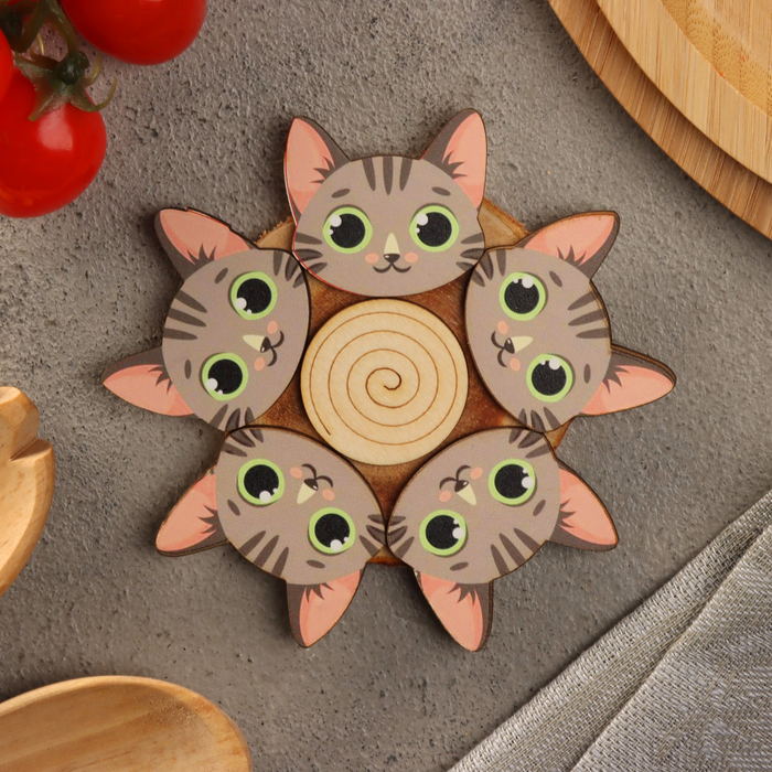 Подставка под горячее Серый кот D12 можжевельник 189₽