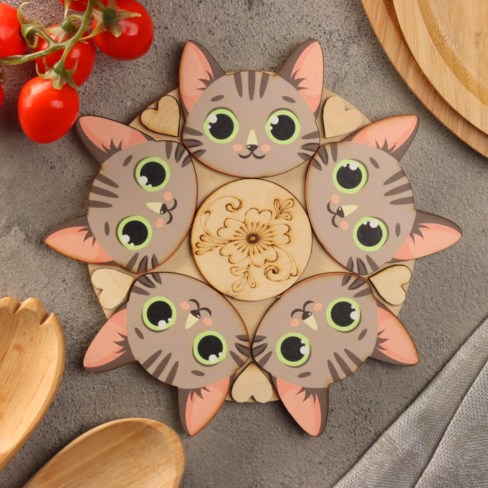 Подставка под горячее Серый кот D20 можжевельник 261₽