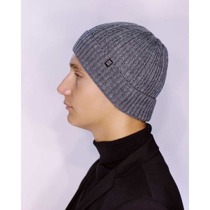 Шапка мужская "СТОУН" демисезонная 410-024 цвет серый, р-р 56-58