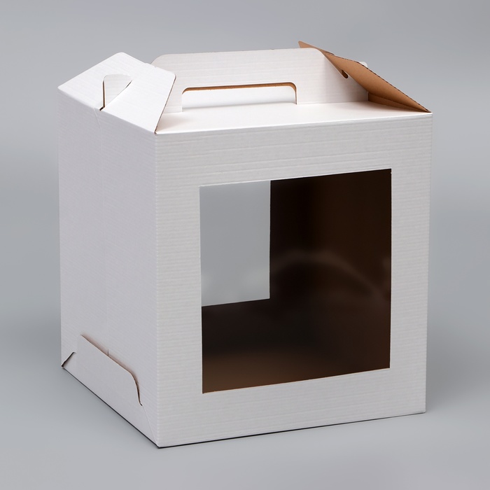 Кондитерская упаковка с ручками 2 окна 28 х 28 х 30 см 119₽