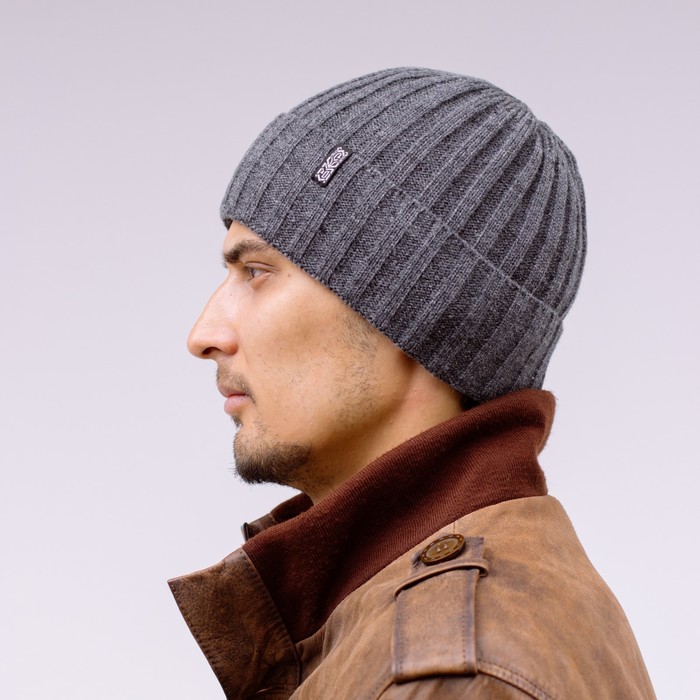 Шапка мужская "ТРЕК" демисезонная 438-024 цвет серый, р-р 56-58
