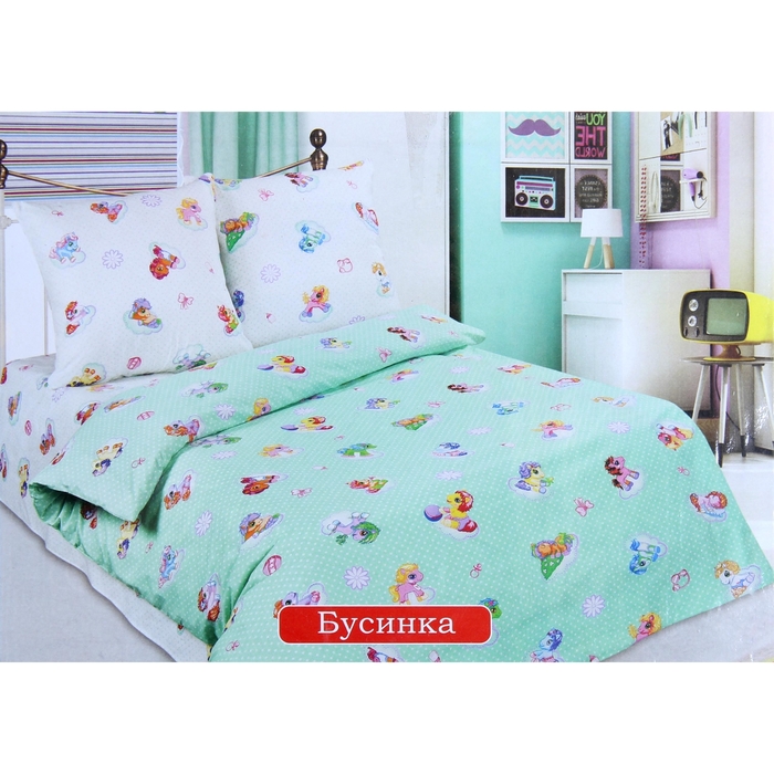 КПБ 1.5сп "Артпостелька" Бусинка зеленый 145*215см, 150*214см, 70*70см 2шт, поплин хл.100%