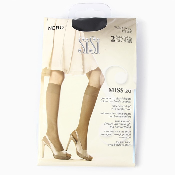 

Гольфы женские MISS 20 (гольфы - 2 пары), цвет черный (nero), р-р unico