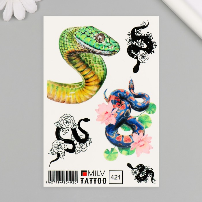 Татуировка на тело Змеи 10х15 см татуировка на тело птицы рептилии 10х15 см