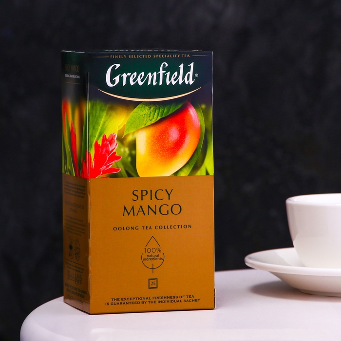 Чай Greenfield Spicy Mango улун 25 пак*1,5 г чай greenfield 25 пак 2 г кениан санрайз черный