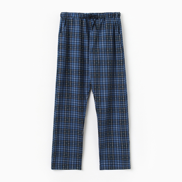 Брюки пижамные мужские, цвет синий, размер 48