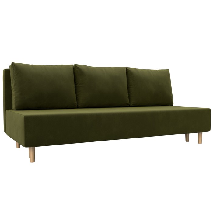 Прямой диван «Лига 033», механизм еврокнижка, ППУ, микровельвет, цвет зелёный