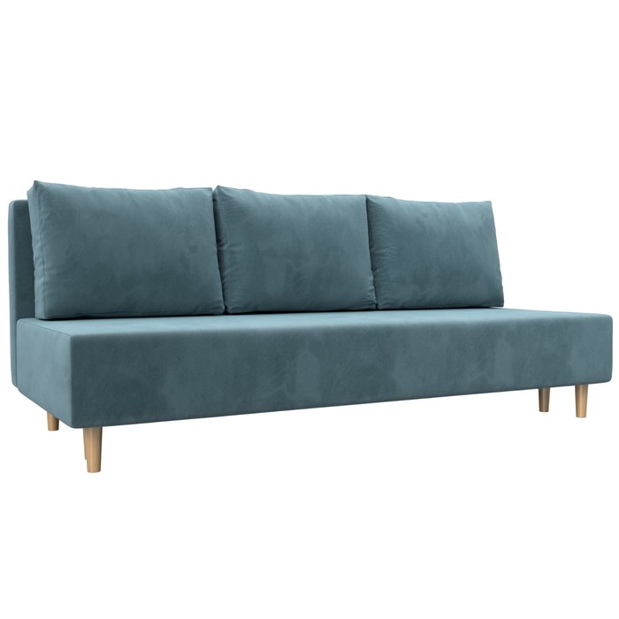 Прямой диван «Лига 033», механизм еврокнижка, ППУ, велюр, цвет бирюзовый