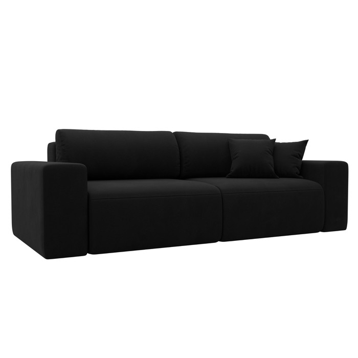 Прямой диван «Лига 036 Классик», механизм еврокнижка, НПБ, микровельвет, цвет чёрный