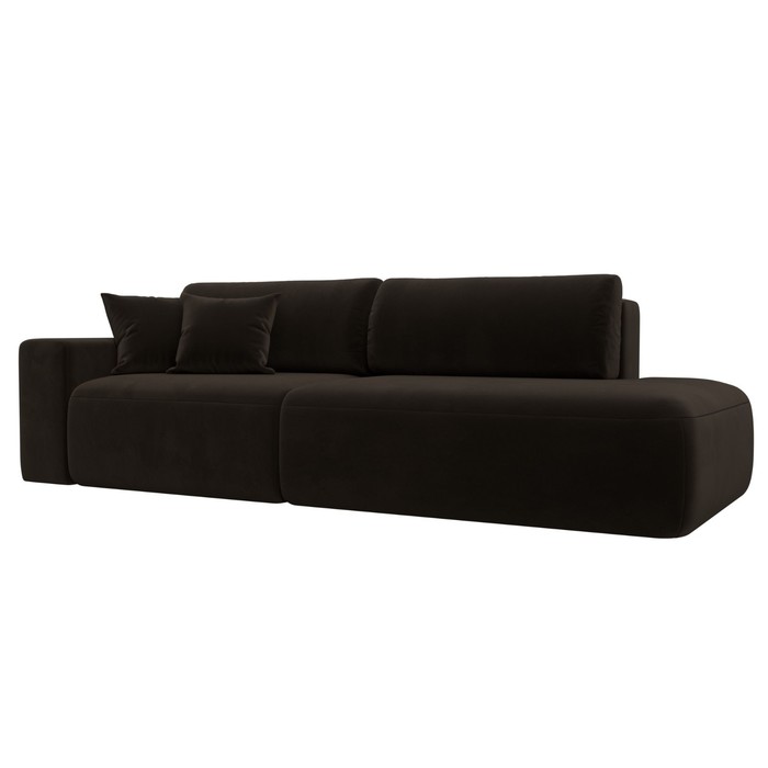 Прямой диван «Лига 036 Модерн», подлокотник слева, еврокнижка, микровельвет, коричневый