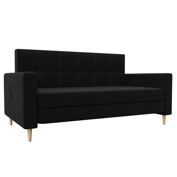 Прямой диван «Лига 038», механизм раскладушка, ППУ, микровельвет, цвет чёрный