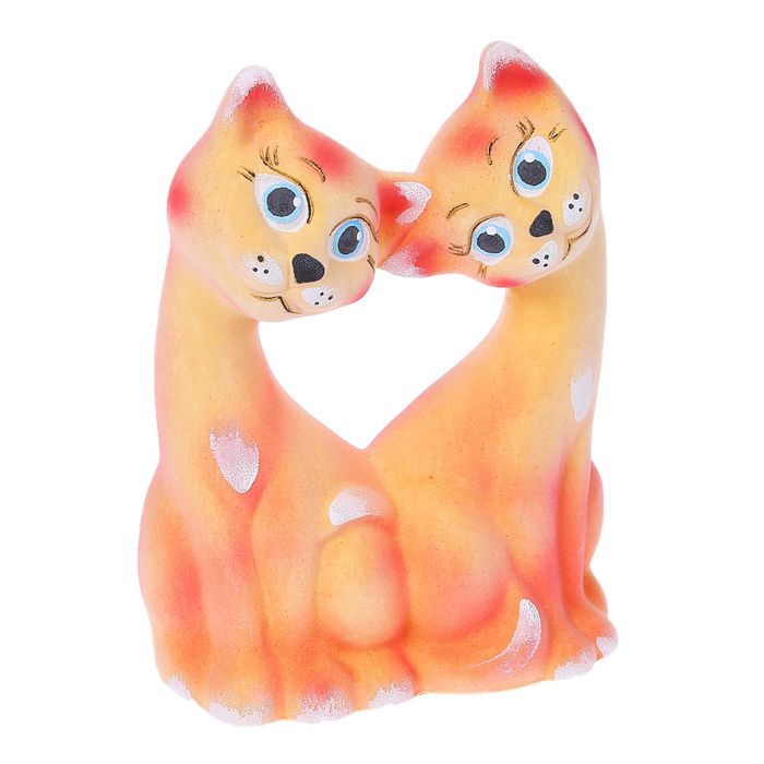 Копилка "Парочка котиков" голова к голове, флок, микс