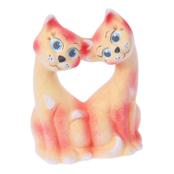 Копилка "Парочка котиков" голова к голове, флок, микс