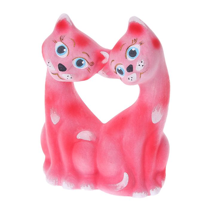 Копилка "Парочка котиков" голова к голове, флок, микс