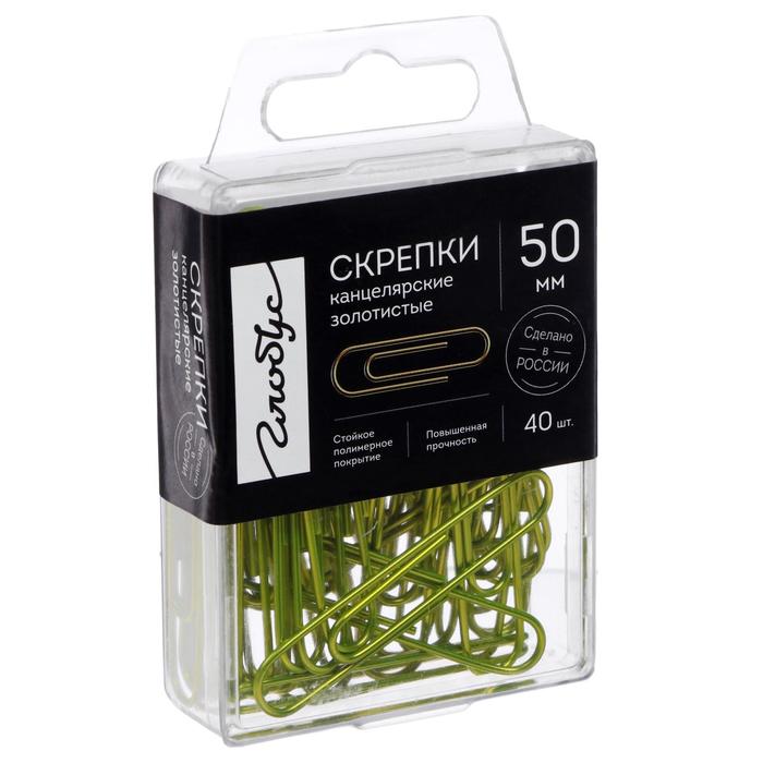 

Скрепки канцелярские GLOBUS, 40 шт., 50 мм, жёлто-зелёные, пластиковый бокс