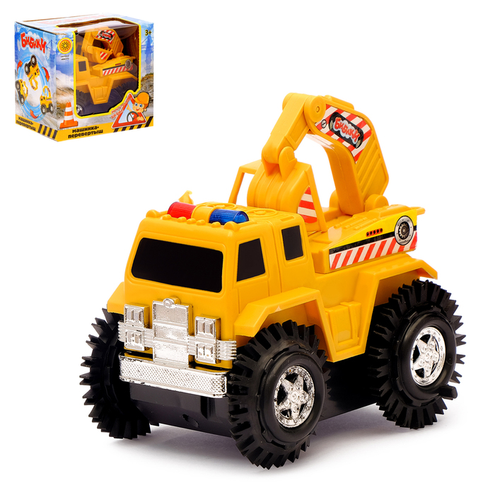 Машина-перевёртыш "Стройтехника", световой эффект, работает от батареек, цвета МИКС