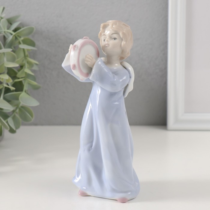 

Сувенир керамика "Ангел в голубом платье с бубном" 7х6х16 см