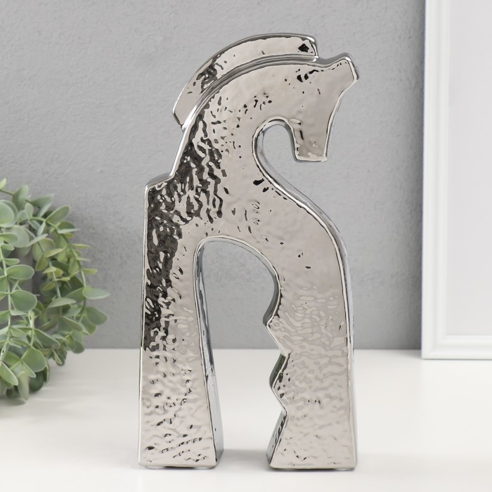 Сувенир керамика Верный конь серебро 4,8х14,5х29 см