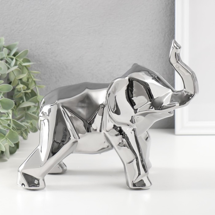 Сувенир керамика Геометрия. Слон серебро 11х26х18 см
