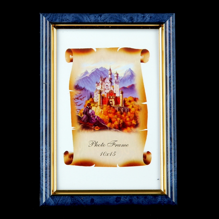 Фоторамка 10х15 см "Синий малахит с золотом"