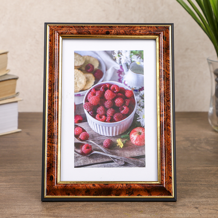 Фоторамка 10х15 см "Темный орех с золотом"