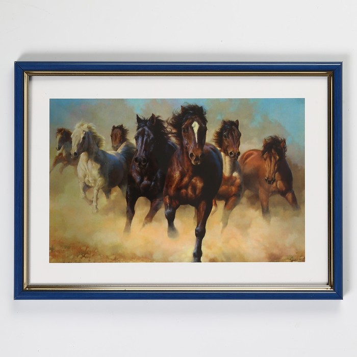 Фоторамка формат А4 "Синий малахит с золотом"