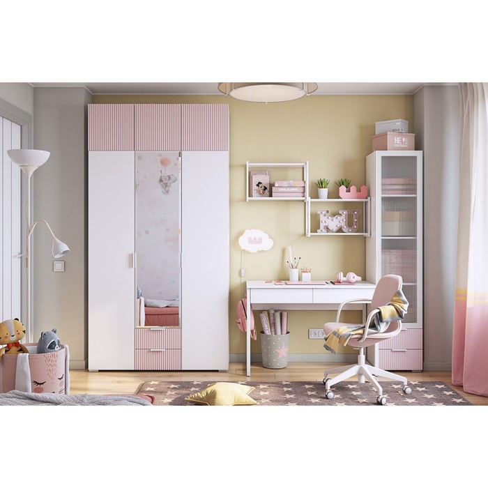

Комплект детской мебели "Зефир К1", 2700х580х2300, белое дерево/белый муар/пудра розовая (эмаль) 1
