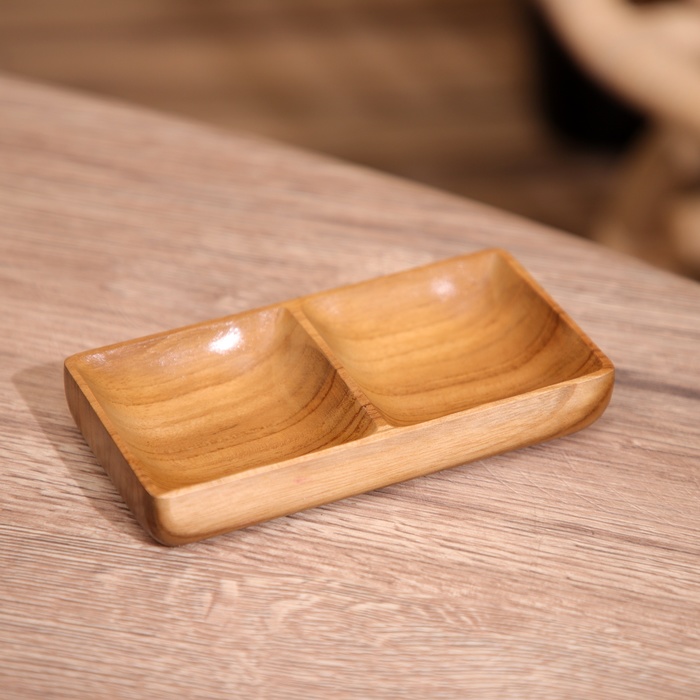 Соусница двойная тиковое дерево 14х7х2 см 469₽