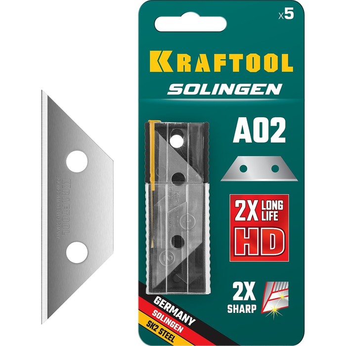 Лезвия KRAFTOOL Solingen-А02 09627-S5_z02, трапециевидные, 5 шт. лезвие для ножа kraftool solingen крюковидные тип s24 5 шт