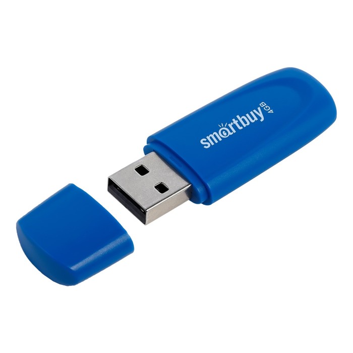 

Флешка Smartbuy 4GB2SCB, 4 Гб, USB2.0, чт до 15 Мб/с, зап до 12 Мб/с, синяя