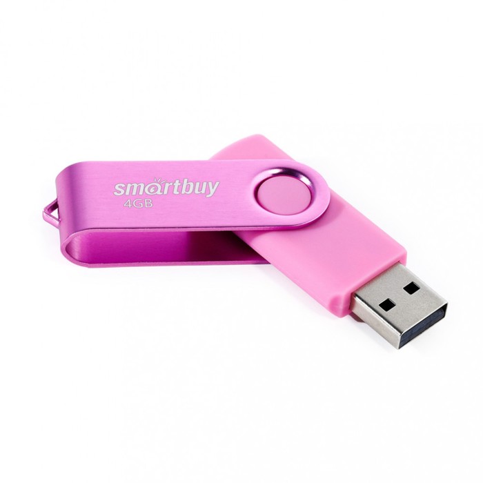 

Флешка Smartbuy 004GB2TWP, 4 Гб, USB2.0, чт до 15 Мб/с, зап до 12 Мб/с, розовая