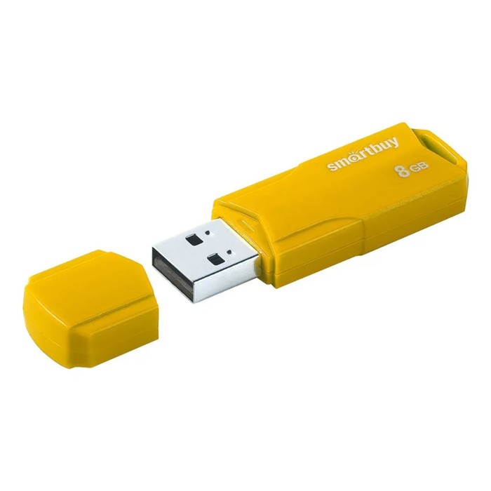Флешка Smartbuy 8GBCLU-Y, 8 Гб, USB2.0, чт до 25 Мб/с, зап до 15 Мб/с, желтая флешка twist color желтая с синим 8 гб