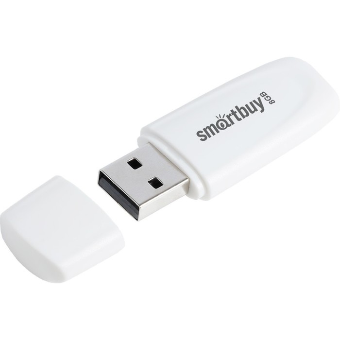 

Флешка Smartbuy 008GB2SCW, 8 Гб, USB2.0, чт до 15 Мб/с, зап до 12 Мб/с, белая