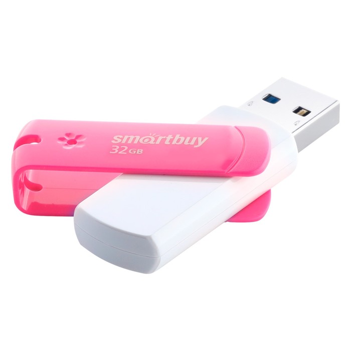 

Флешка Smartbuy 32GBDP, 32 Гб, USB2.0, чт до 25 Мб/с, зап до 15 Мб/с, розовая