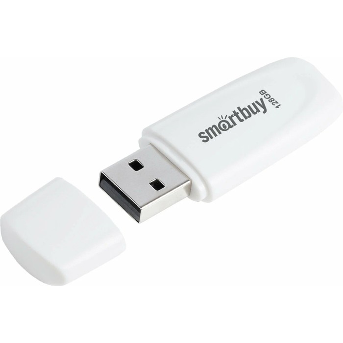 

Флешка Smartbuy 128GB2SCW, 128 Гб, USB2.0, чт до 15 Мб/с, зап до 12 Мб/с, белая
