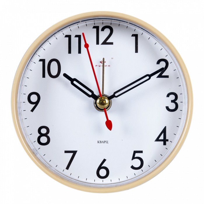 Часы - будильник настольные Классика, дискретный ход, 8 х 8 см, бежевый будильник классика дискретный ход d 6 см 9 х 8 см микс
