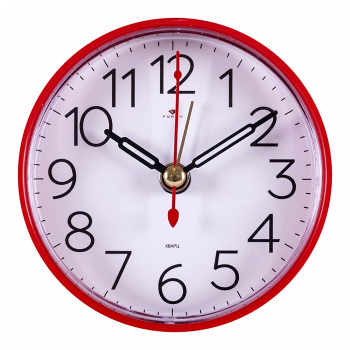 Часы - будильник настольные Классика, дискретный ход, 8 х 8 см, красный часы будильник настольные классика дискретный ход 8 х 8 см белый