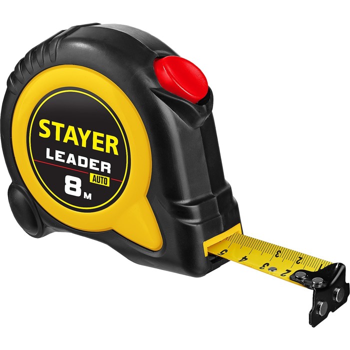 Рулетка STAYER Leader 3402-08-25_z01, автостоп, 8 м х 25 мм цена и фото