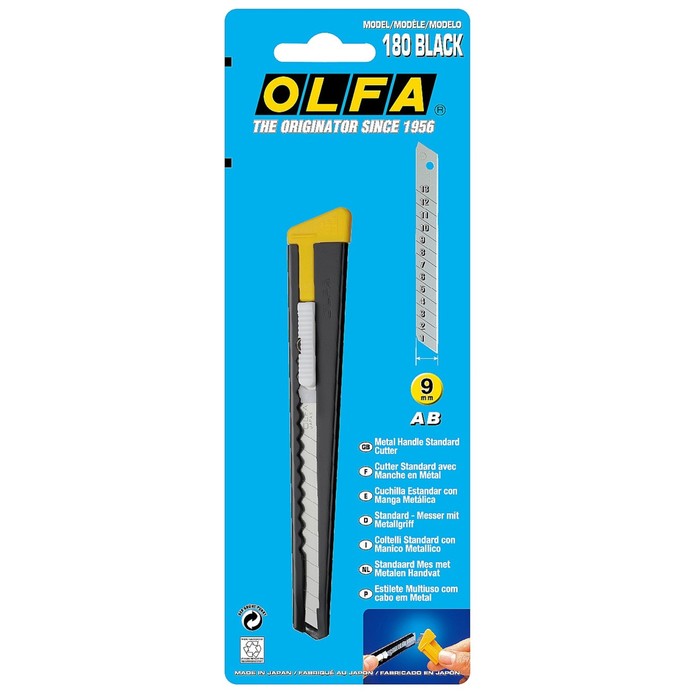 

Нож универсальный OLFA OL-180-BLACK, автофиксатор, 9 мм