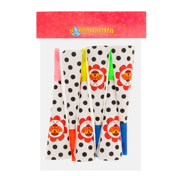 Дудка (набор 6 шт) "Божья коровка", в горох