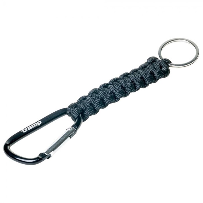 Брелок паракордовый для ключей Tramp TRA-234, карабин/кольцо для ключей, черный брелок карабин для авто ключей