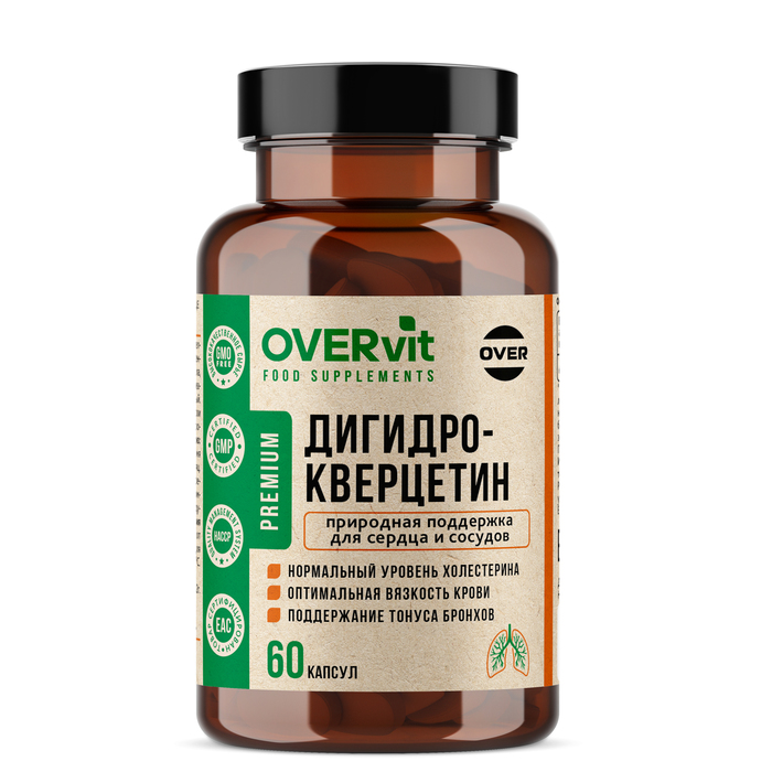 Дигидрокверцетин OVERvit, 60 капсул аргинин overvit 90 капсул