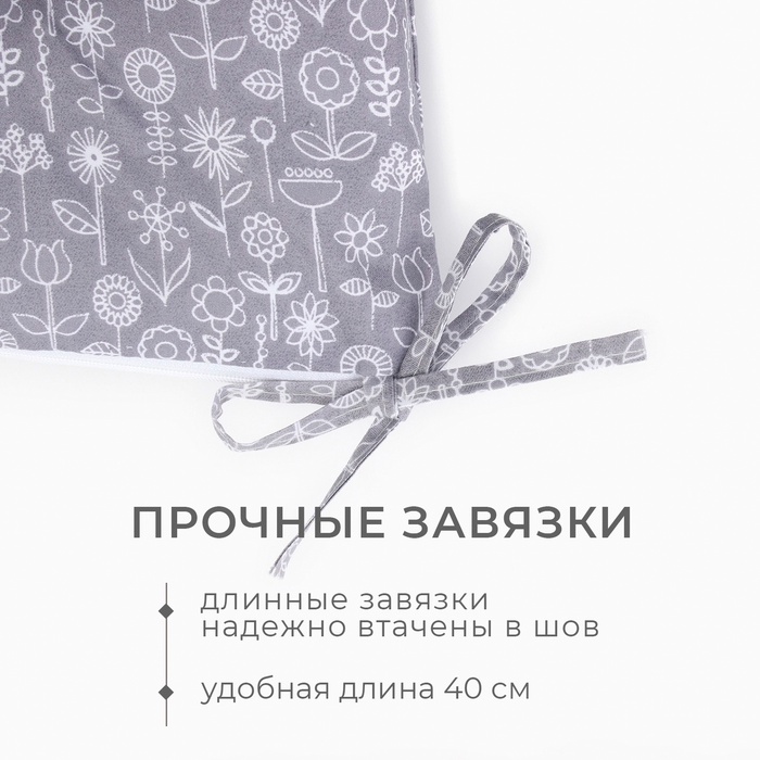 Сидушка на стул Этель Цветы цв grey 40х40 см 100 пэ 318₽